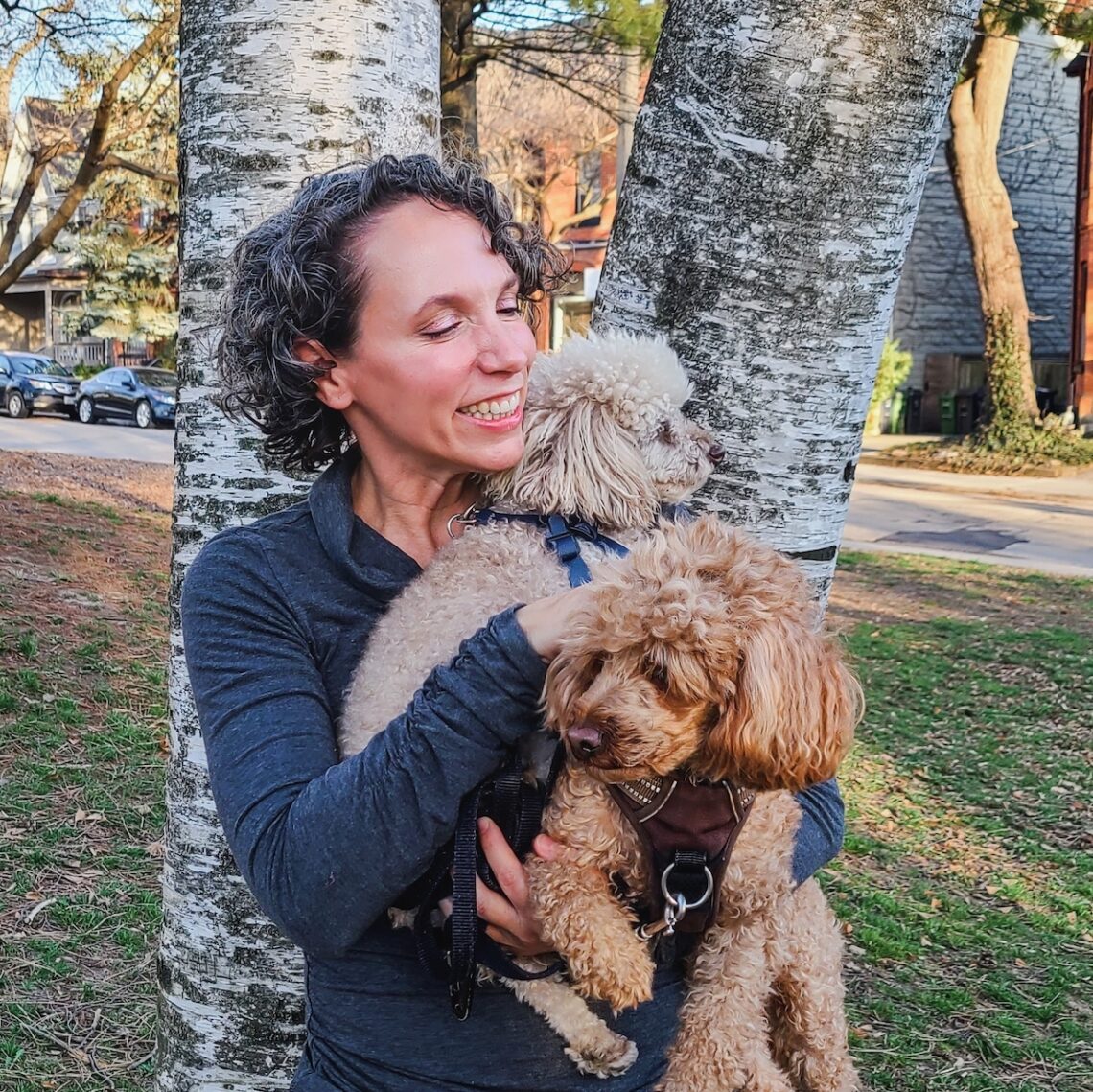 Stephanie with Jasper and Huxley